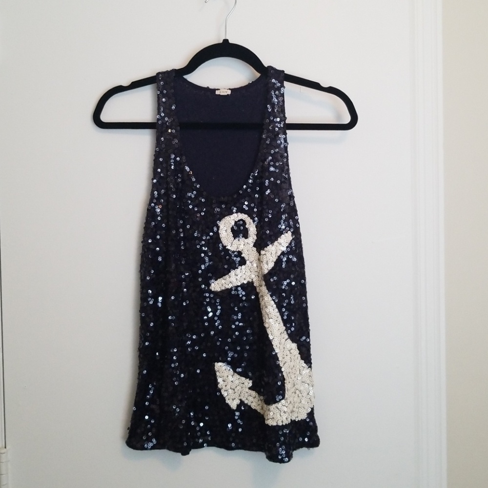 J Crew Sequin Anchor Tank Top